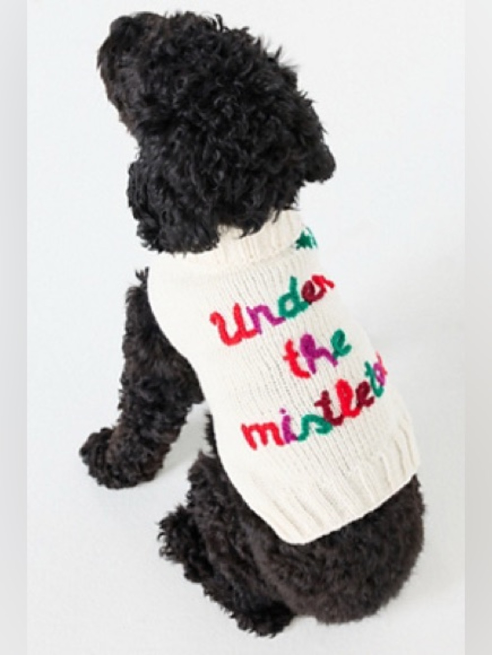 NWT Size L - Cream Holiday 'Under the Mistletoe' Hand Knit Dog Sweater (US$ 62)